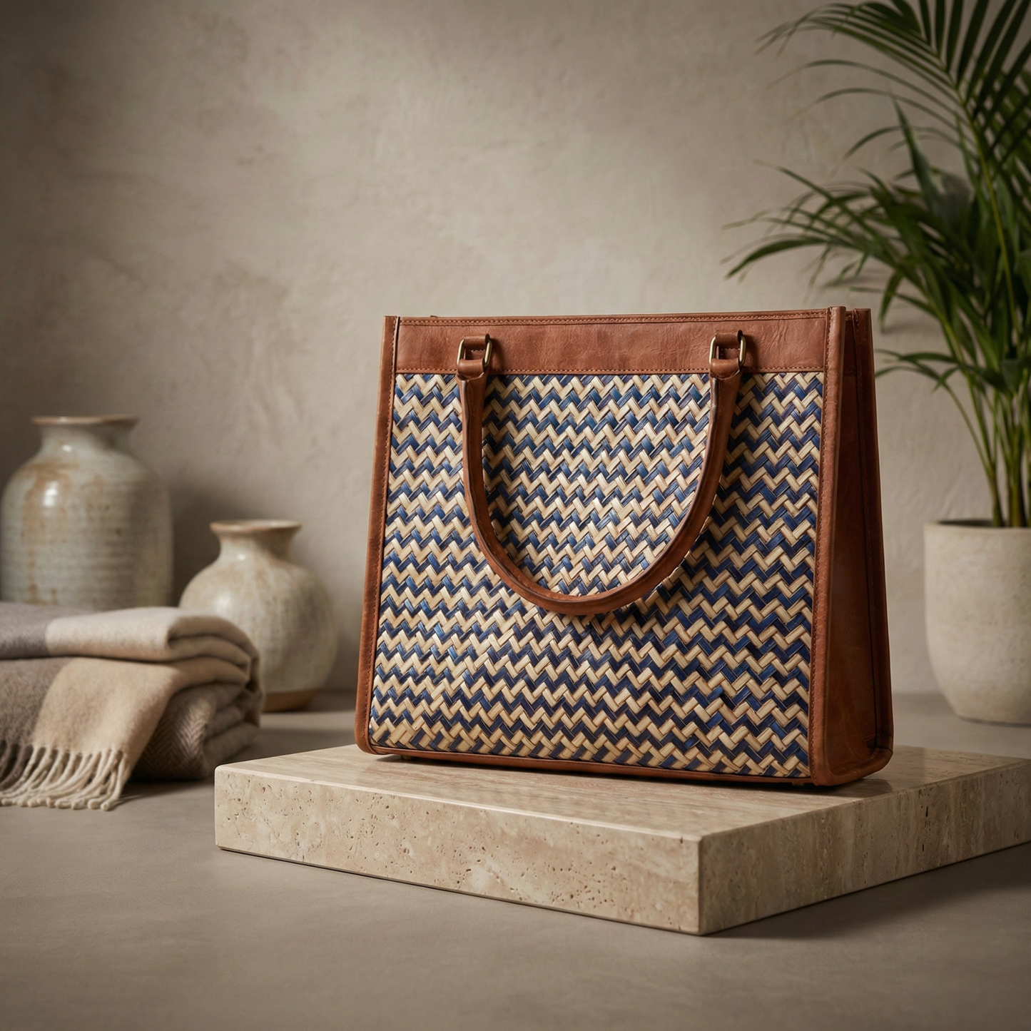 The Azure Heritage Woven Tote