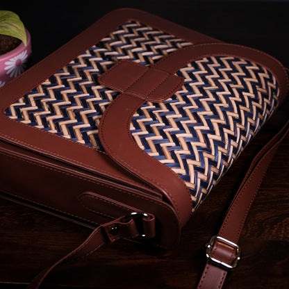 Ladies Sling Bag - Blue & Beige