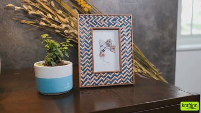 Bamboo Photo Frame (Blue & Beige)