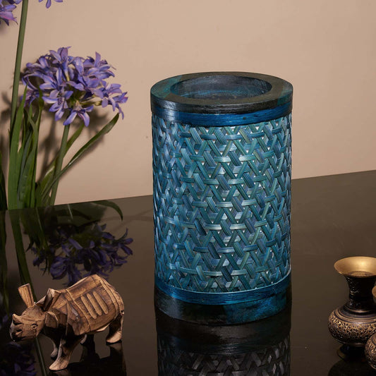 Decorative Starnet Bamboo Table Lamp(Peacock Blue)