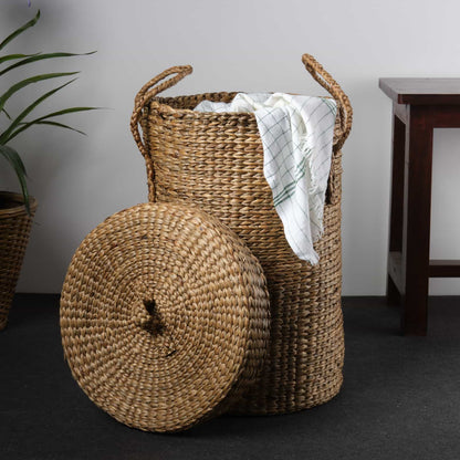 Water Hyacinth Laundry Basket with Lid